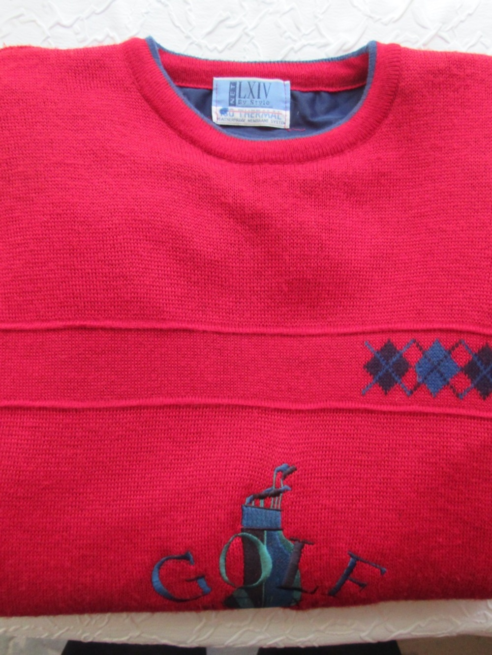 Mens Golf Sweater L Pullover Thermal Red Clubs Logo Lined Waterproof Membrane Vt